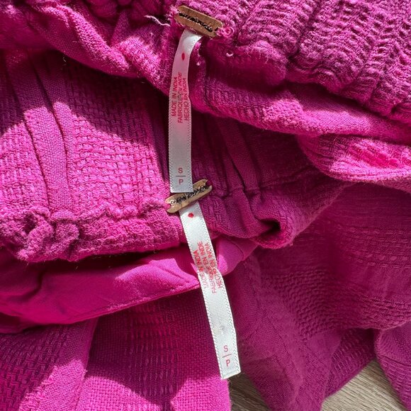 New Free People Banita Linen Wide Leg Pants Set Pink Small - Picture 8 of 12